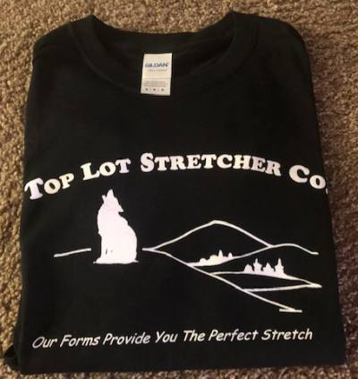 Top Lot Stretcher Co. T-shirt - Black w/white lettering small